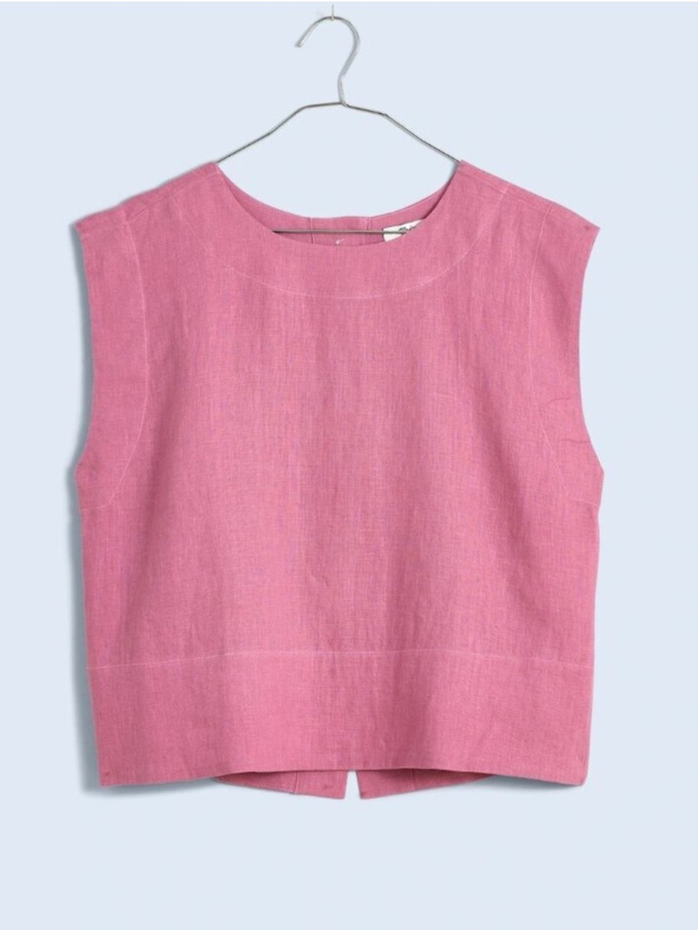 Madewell Bateau-Neck Tank in 100% Linen Beach Coastal Vacation in Shaded Pink L